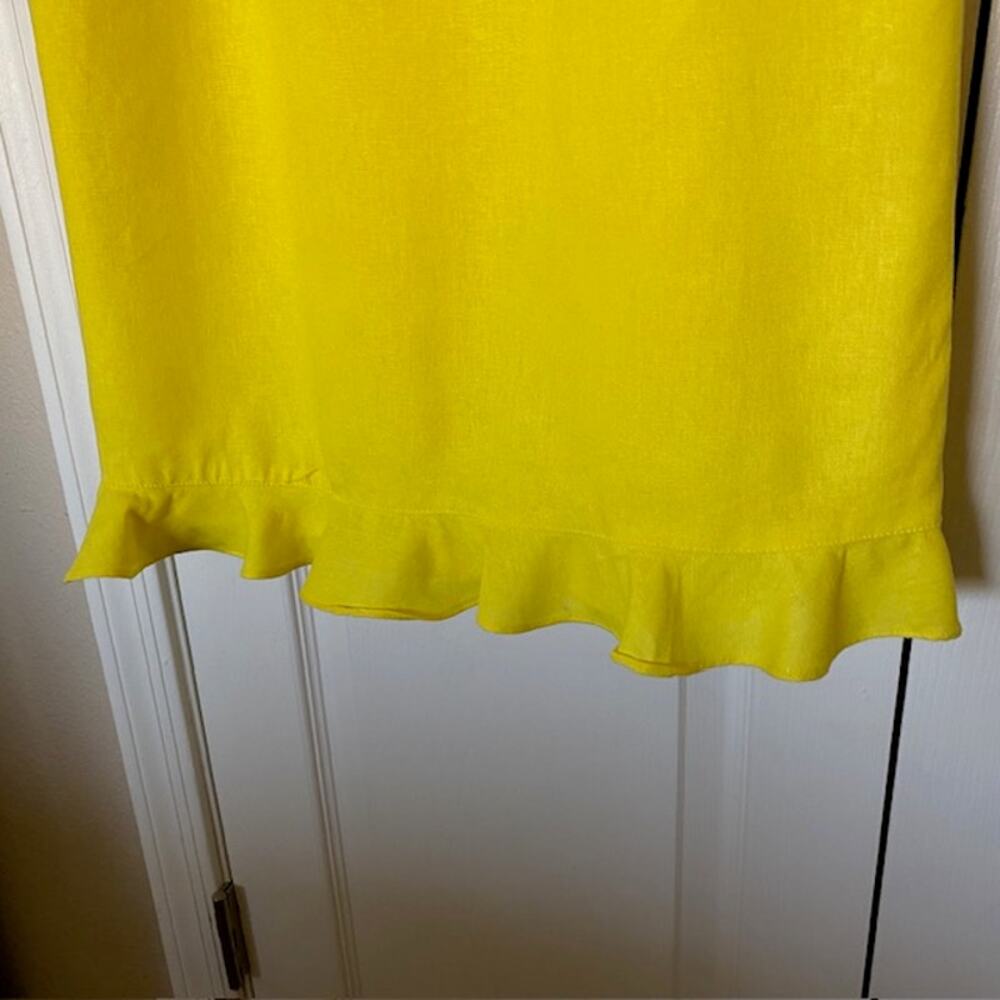 Mary McFadden Collection Linen Blend Dress Sleeveless Yellow Lined Women's 6 - Picture 7 of 10